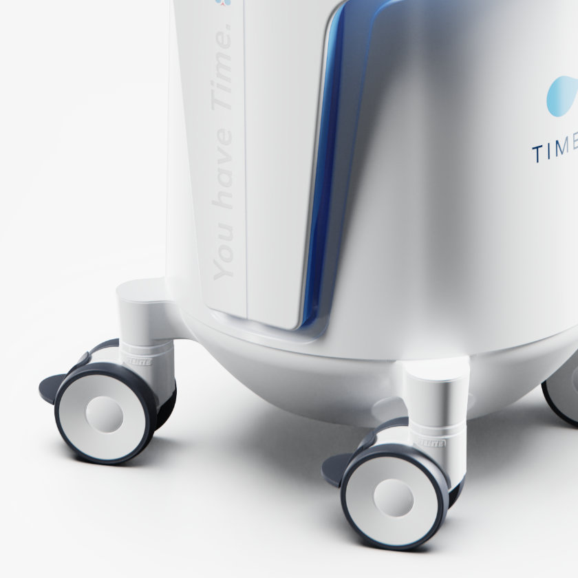 Detail der robusten Rollen am TimeSeal® für kippsichere Trolley-Mobilität im Klinikalltag